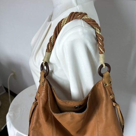 Banana Republic Carmel Color Boho Chic Tote Bag Braided Handle BRN5250C - Picture 13 of 13